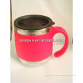 16oz red double wall color changing travel mug with handle